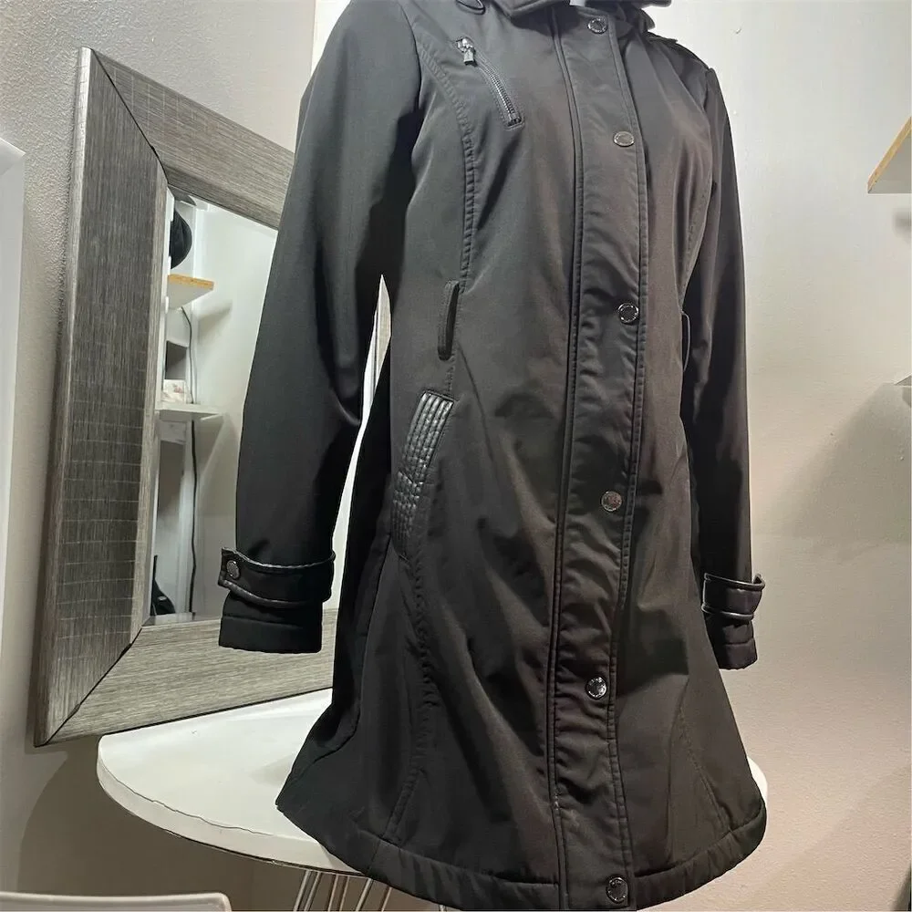 COPY - Michael Kors Women's Black Hooded Trench Coat Size S Long Sleeve